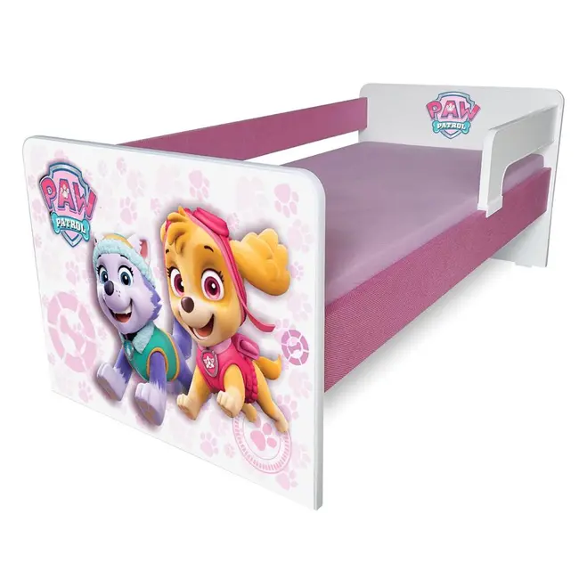 Pat Copii Paw Patrol Pink P1l 2-6 Ani -tapitat- Cu Paravane Detasabile/interschimbabile + Saltea Basic - Pc-p-bas-paw-pink-p1l-60-tap