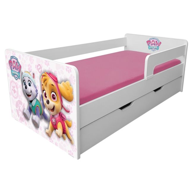 Pat Fetite Paw Patrol Pink P1L 2-8 Ani Cu Sertar + Saltea cu lana SafeNest Pc-p-mk-paw-pink-p1l-srt-70