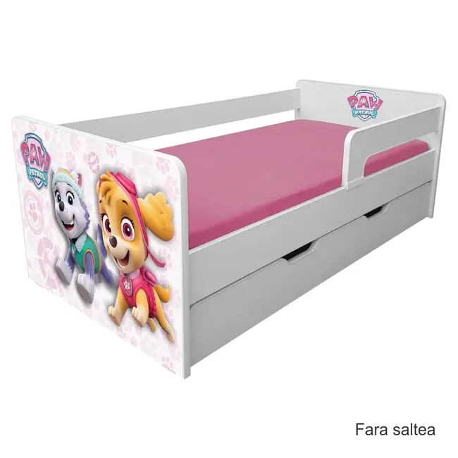 Pat Pentru Fetite 2-8 ani Paw Patrol Pink P1L Cu Sertar Pc-p-paw-pink-p1l-srt-70
