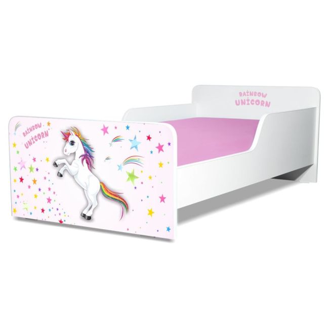 Pat pentru Fete 2-12 ani Start Unicorn cu sertar si saltea 160x80cm inclusa  - PC-P-MK-UNC-SRT-80
