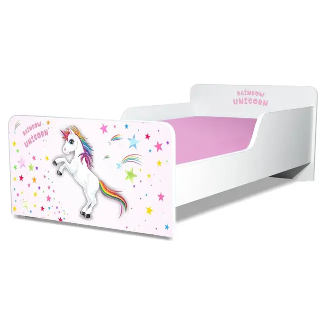 Pat pentru Fete 2-12 ani Start Unicorn cu sertar si saltea 160x80cm inclusa  - PC-P-MK-UNC-SRT-80
