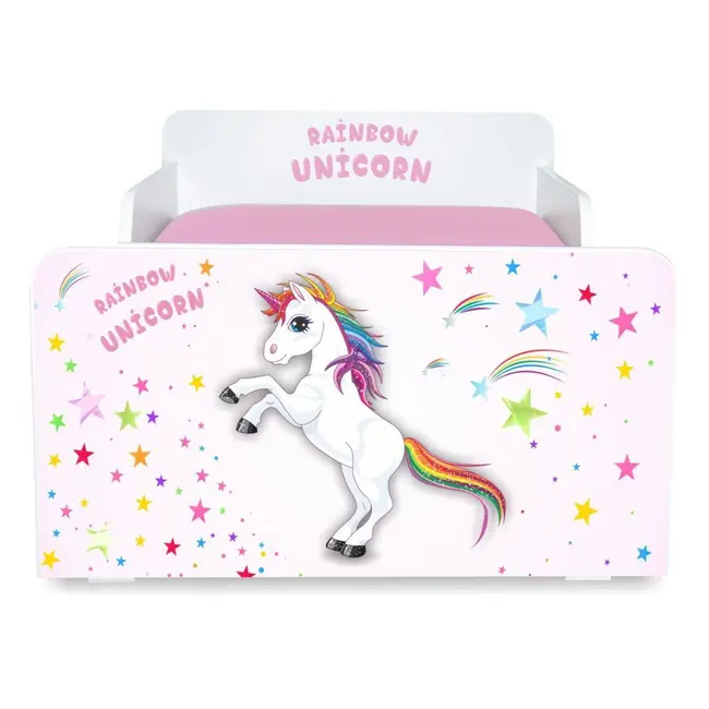 Pat pentru Fete 2-12 ani Start Unicorn cu sertar si saltea 160x80cm inclusa  - PC-P-MK-UNC-SRT-80