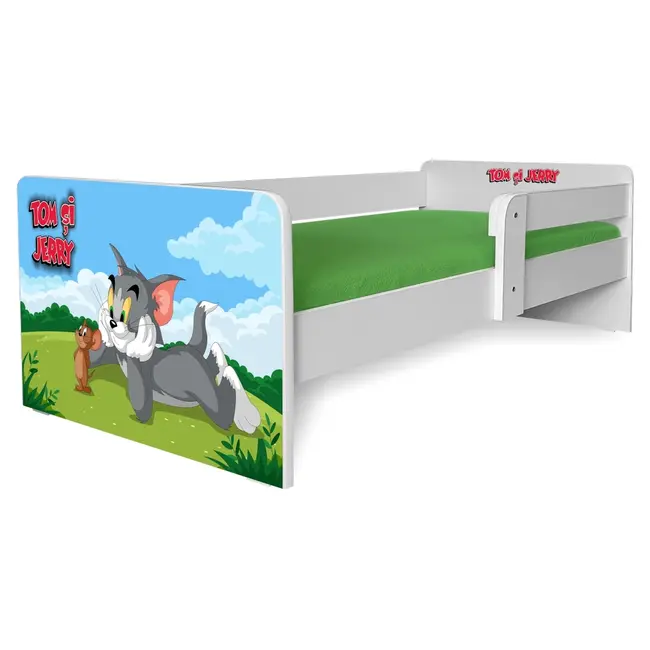 Pat Copii Tom Si Jerry P1 2-8 Ani Cu Saltea cu lana SafeNest Si Protectie Laterala Detasabila Pc-p-mk-tmj-p1-70