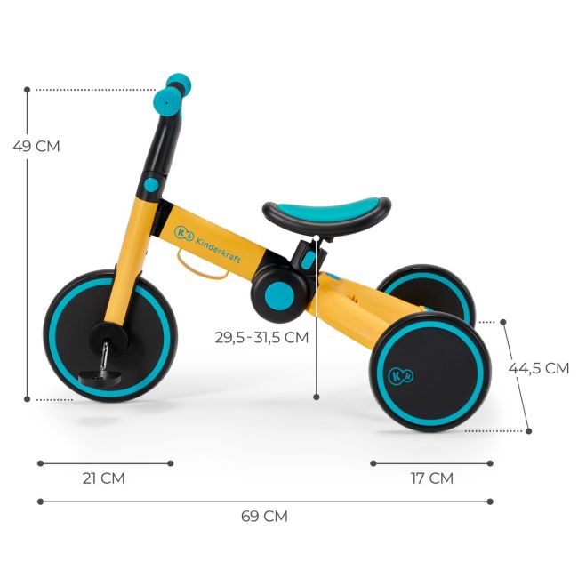 BICICLETA DE ECHILIBRU / TRICICLETA KINDERKRAFT 4TRIKE, PRIMROSE YELLOW VIVKR4TRI00YEL0000