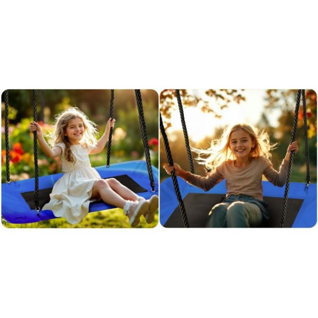 Leagan tip cuib pentru copii, dreptunghiular xxl, 110 x 70 cm, 150 kg, neo-sport 110500, albastru edeedi110500