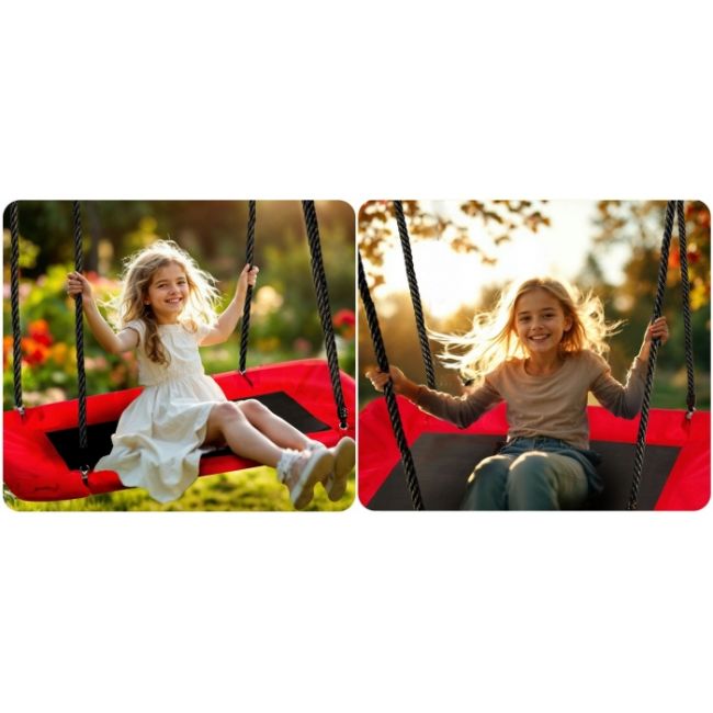 Leagan tip cuib pentru copii, dreptunghiular xxl, 110 x 70 cm, 150 kg, neo-sport 110501, rosu edeedi110501
