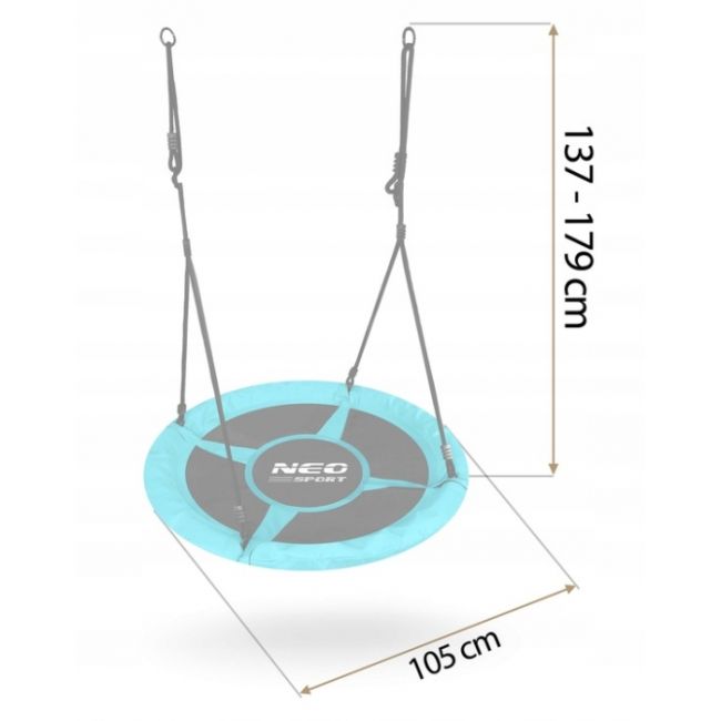 Leagan tip cuib pentru copii xxl, 100 cm, 150 kg, neo-sport 1082, turcoaz edeedi1082
