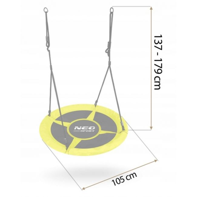 Leagan tip cuib pentru copii xxl, 100 cm, 150 kg, neo-sport 1083, galben edeedi1083