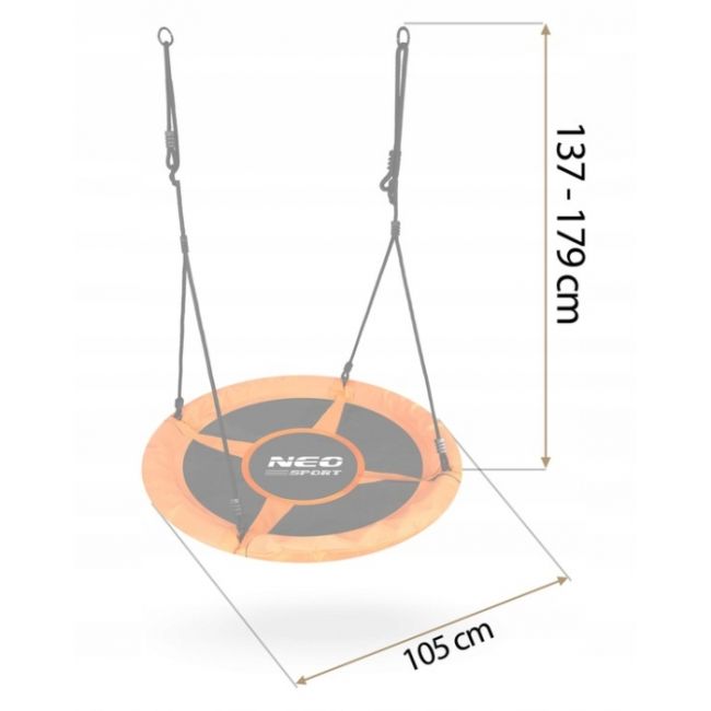 Leagan tip cuib pentru copii xxl, 100 cm, 150 kg, neo-sport 1084, portocaliu edeedi1084