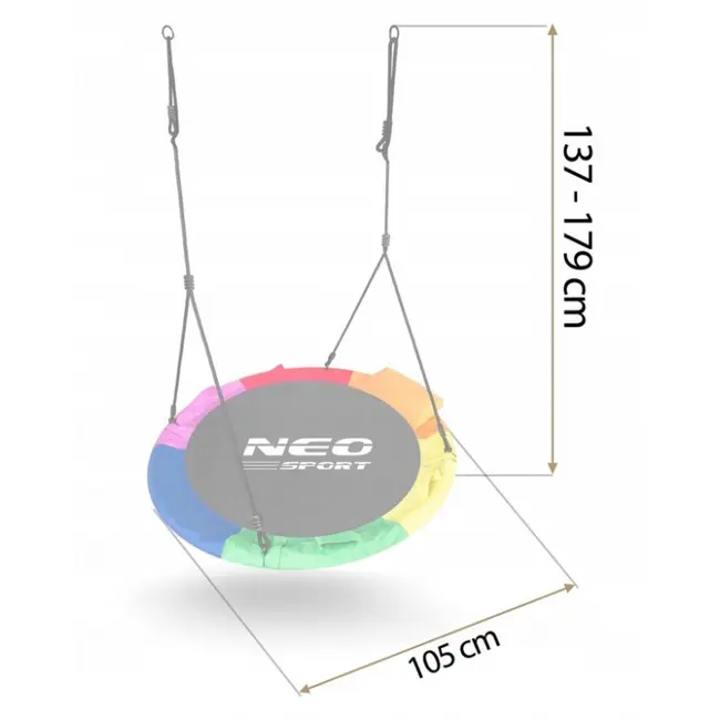 Leagan tip cuib pentru copii xxl, 100 cm, 150 kg, neo-sport 1085, multicolor edeedi1085m