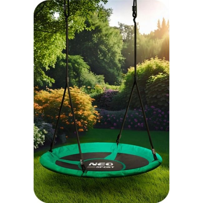 Leagan tip cuib pentru copii xxl, 110 cm, 150 kg, neo-sport 1052, verde edeedi1052