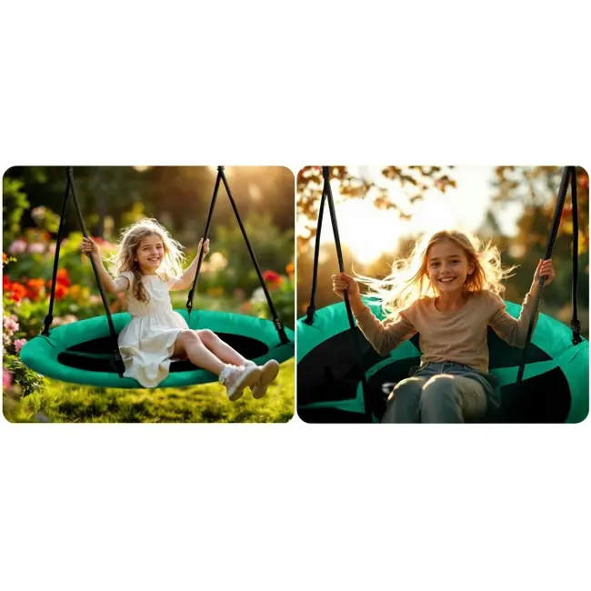 Leagan tip cuib pentru copii xxl, 110 cm, 150 kg, neo-sport 1052, verde edeedi1052