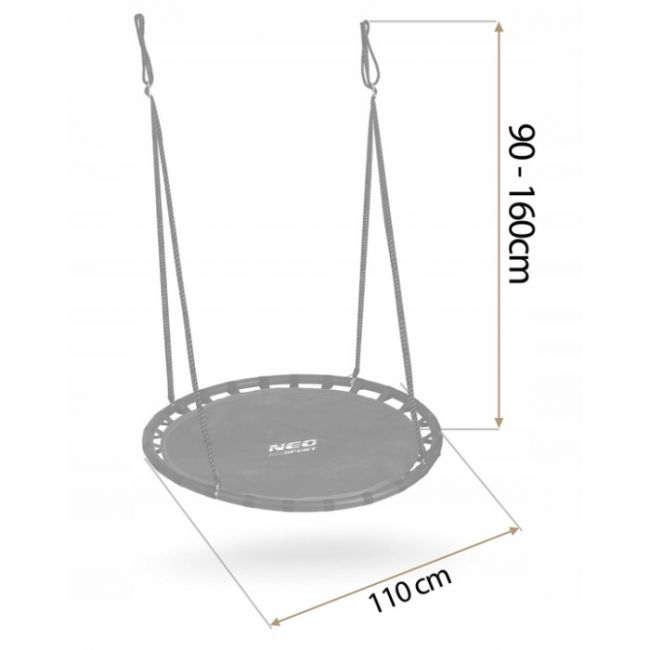 Leagan tip cuib pentru copii xxl, 110 cm, 150 kg, neo-sport 110210, negru edeedi110210