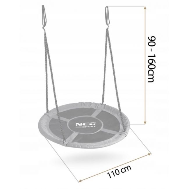 Leagan tip cuib pentru copii xxl, 110 cm, 150 kg, neo-sport 110311, gri edeedi110311