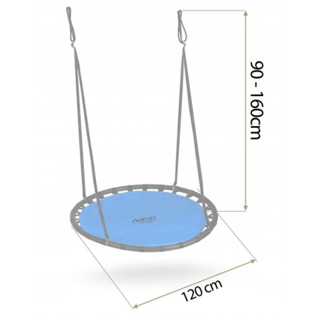 Leagan tip cuib pentru copii xxl, 120 cm, 150 kg, neo-sport 110221, albastru edeedi110221