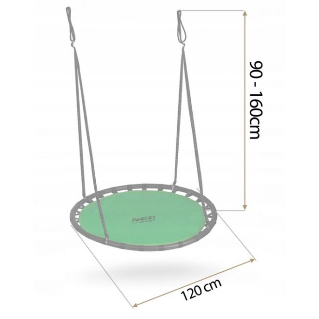 Leagan tip cuib pentru copii xxl, 120 cm, 150 kg, neo-sport 110222, verde edeedi110222