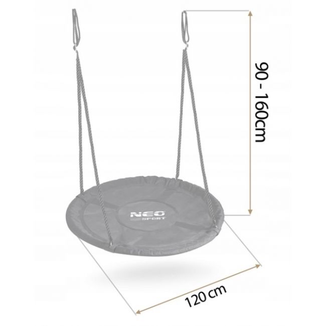 Leagan tip cuib pentru copii xxl, 120 cm, 150 kg, neo-sport 110320, negru edeedi110320