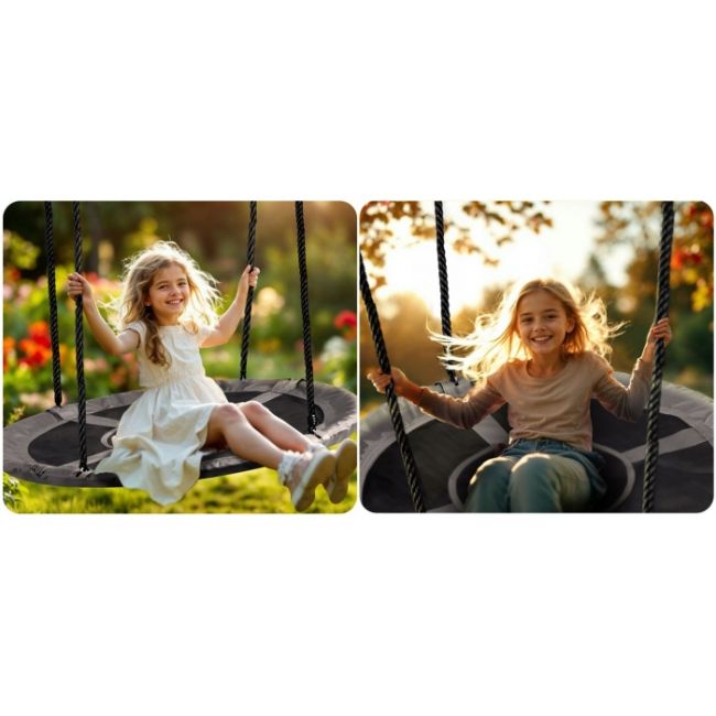 Leagan tip cuib pentru copii xxl, 120 cm, 150 kg, neo-sport 110321, gri edeedi110321