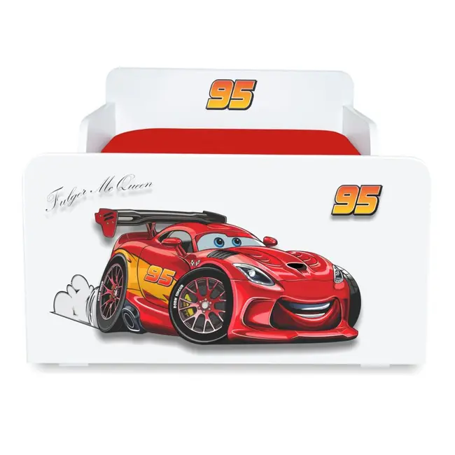 Pat Baieti 2-12 ani Start Fulger McQueen, include sertar si Saltea cu lana SafeNest 160x80- PC-P-MK- SRT-FLG-80
