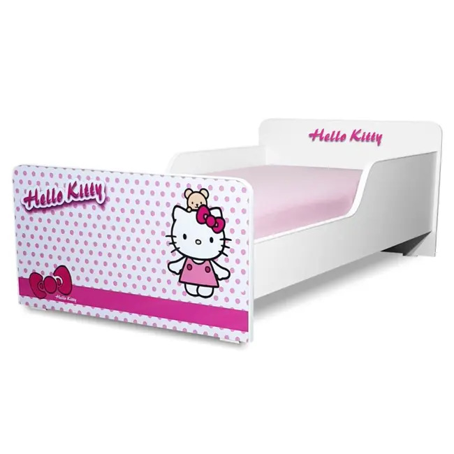 Pachet Promo Pat Fete Start Hello Kitty 2-12 ani cu saltea SmartNest cu lana 160x80cm inclusa si husa impermeabila- PC-PCH-PRO-STR-HKT-80