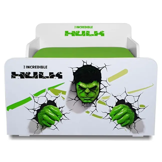 Pat Start Hulk  de Baieti intre 2 si 12 ani, include Saltea cu lana SafeNest 160x80x6 si sertar - PC-P-MK-HLK-SRT-80
