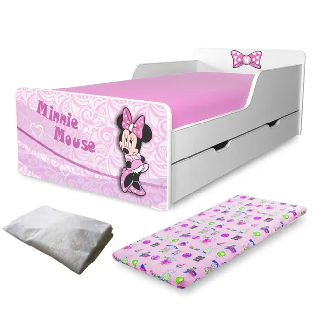 Pachet Promo Pat Start Minnie 2-12 ani cu saltea SmartNest + husa impermeabila + sertar - PC-P-PR-MIN-SRT-80