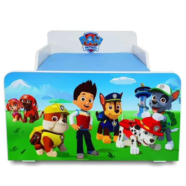Pat Start Paw Patrol 2-12 ani cu sertar si saltea SafeNest de lana 160x80x6 - PC-P-MK-SRT-PAW-80