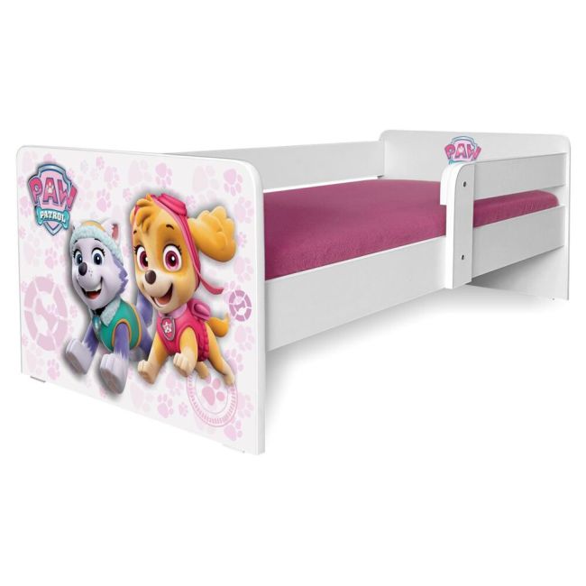 Pat Copii Paw Patrol Pink P1 2-12 Ani Cu Saltea Cu Lana, Protectie Laterala Detasabila - Pc-p-mk--paw-pnk-p1-80