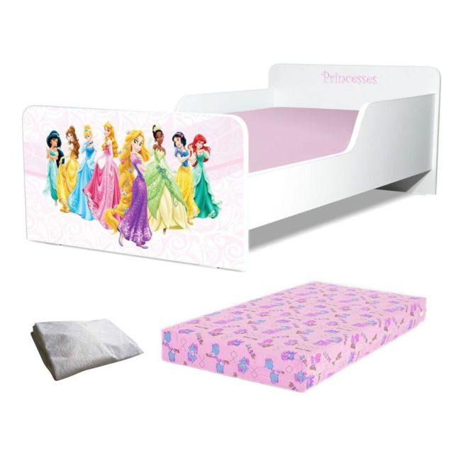Pat Copii Printese 2-12 Ani + Saltea 160x80x12 Cm + Husa Impermeabila - Pc-pch-pro-str-prn-80