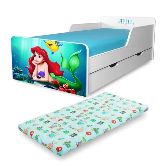 Patut Start Ariel pentru fetite 2-12 ani, cu sertar si Saltea cu lana SafeNest PC-P-MK-ARL-SRT-80