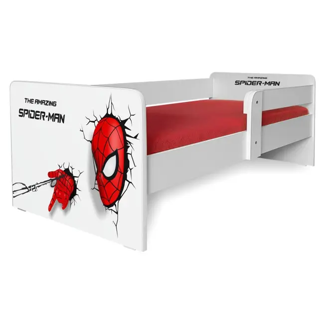Patut Spiderman P1 Baieti 2-8 Ani Saltea SafeNest cu lana 140 x 70 Si Protectie Laterala Detasabila - Pc-p-mk-spdm-P1-70