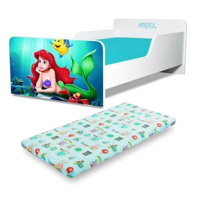 Pat Fete 2-12 ani Start Ariel cu saltea 160x80 din lana PC-P-MOK-ARL-80