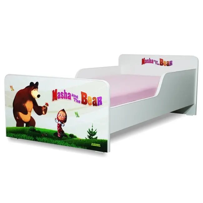 Pat Start Masha pentru copii 2-12 ani, cu saltea cu lana 160x80 inclusa - PC-P-MOK-MSH-80