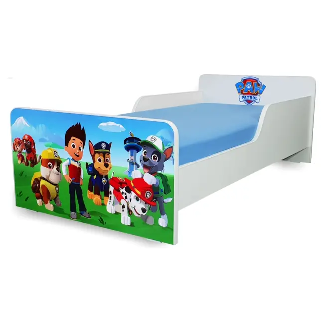 Pat copii 2-12 ani Start Paw Patrol, cu saltea 160x80 cu lana- PC-P-MOK-PAW-80