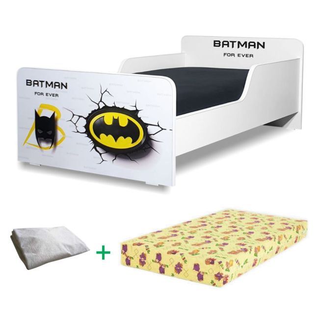 Pat Start Batman 2-12 Ani + Saltea 160x80x12 Cm + Husa Impermeabila - Pc-pch-pro-str-btm-80