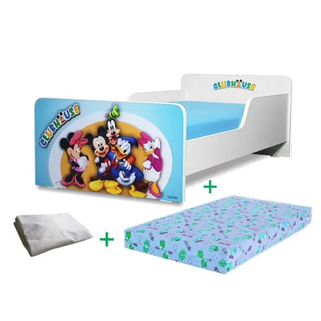 Pat Start Clubhouse Baieti 2-12 ani + saltea 160x80x12 cm SmartNest cu lana + husa impermeabila PC-PCH-PRO-STR-CHB-80