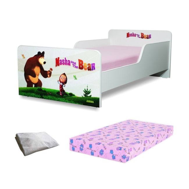 Pat Start Masha 2-12 Ani + Saltea 160x80x12 Cm + Husa Impermeabila - Pc-pch-pro-str-msh-80