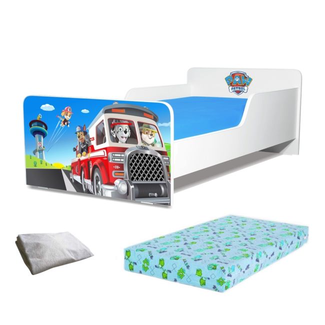 Pat Start Paw Patrol 2 / 2-12 ani + saltea 160x80x12 cm SmartNest cu lana + husa impermeabila - PC-PCH-PRO-STR-PAW2-80