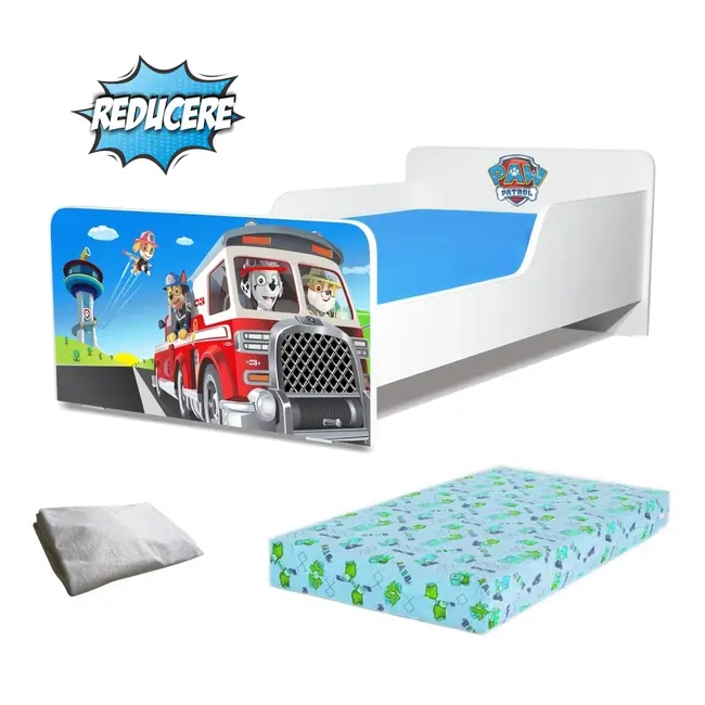 Pat Start Paw Patrol 2 / 2-8 ani + saltea 140x70x12 cm SmartNest cu lana + husa impermeabila - PC-PCH-PRO-STR-PAW2-70