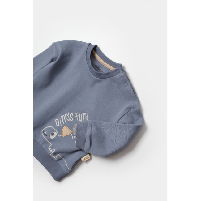 Set bluzita cu pantalon Dino, indigo, BabyCosy, 100%bumbac (Marime: 3-6 Luni) JEMBC-CSY2016-3