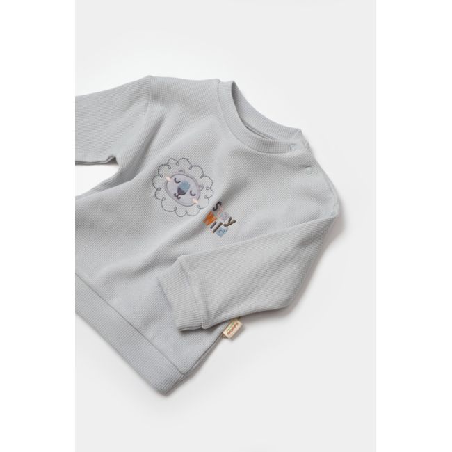 Set bluzita cu pantalon Lion, gri, BabyCosy, 100%bumbac (Marime: 3-6 Luni) JEMBC-CSYW1024-3