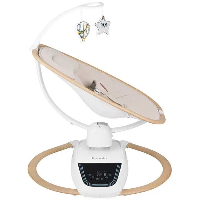 Balansoar si sezlong, Lionelo, Olivia, 2 in 1, Electric, Cu leganare 3D, 5 moduri de balansare in mai multe directii, Cu 13 melodii, Scaun pivotant la 180 grade, Reglabil, Cu arcada jucarii, Bej BYNLO-OLIVIA_BEIGE_NATURAL