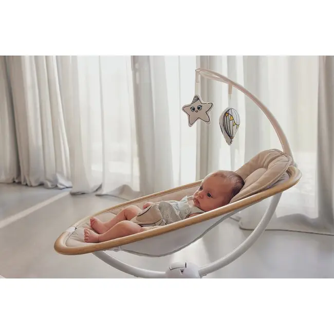 Balansoar si sezlong, Lionelo, Olivia, 2 in 1, Electric, Cu leganare 3D, 5 moduri de balansare in mai multe directii, Cu 13 melodii, Scaun pivotant la 180 grade, Reglabil, Cu arcada jucarii, Bej BYNLO-OLIVIA_BEIGE_NATURAL