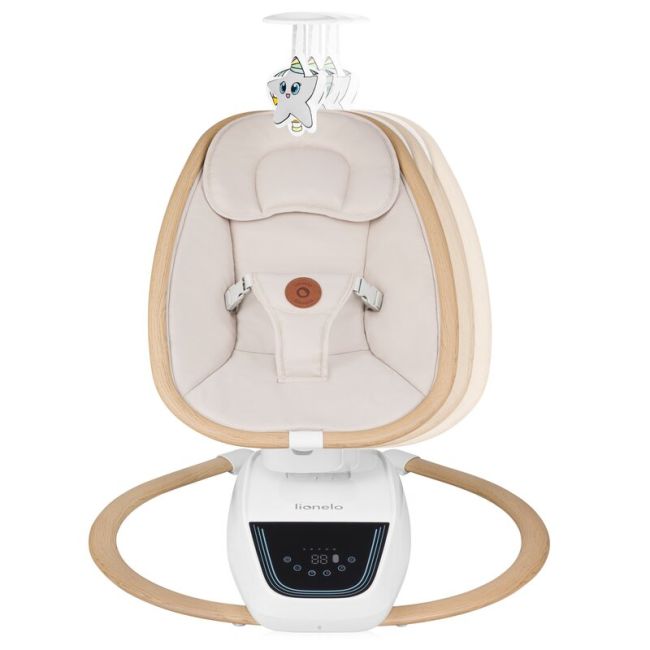 Balansoar si sezlong, Lionelo, Olivia, 2 in 1, Electric, Cu leganare 3D, 5 moduri de balansare in mai multe directii, Cu 13 melodii, Scaun pivotant la 180 grade, Reglabil, Cu arcada jucarii, Bej BYNLO-OLIVIA_BEIGE_NATURAL