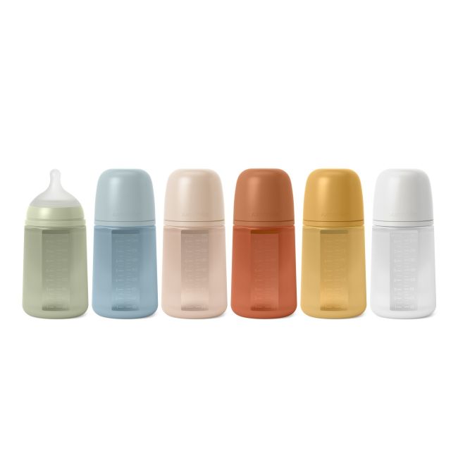 Biberon din silicon, 240ml, Colour Essence SX Pro debit mediu, albastru JEM8426420081191