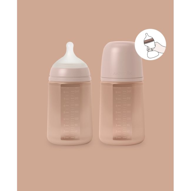 Biberon din silicon, 240ml, Colour Essence SX Pro debit mediu, nude JEM8426420081207