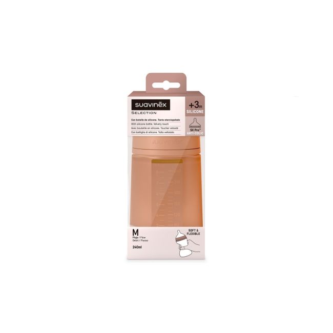 Biberon din silicon, 240ml, Colour Essence SX Pro debit mediu, rosu JEM8426420081160