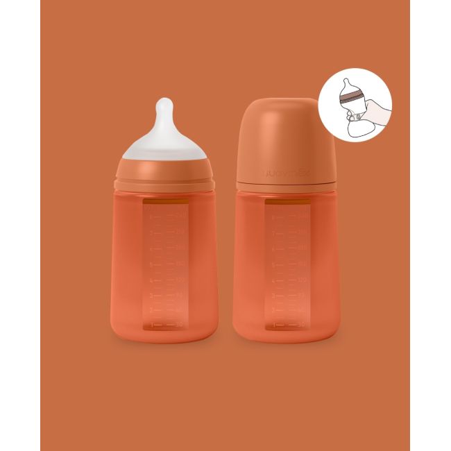 Biberon din silicon, 240ml, Colour Essence SX Pro debit mediu, rosu JEM8426420081160