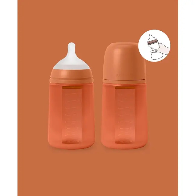 Biberon din silicon, 240ml, Colour Essence SX Pro debit mediu, rosu JEM8426420081160