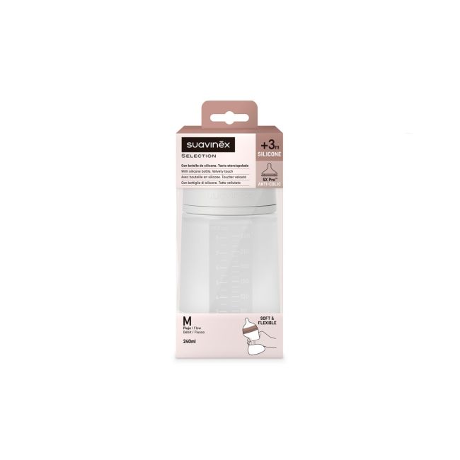 Biberon din silicon, 240ml, Colour Essence SX Pro debit mediu, transparent JEM8426420081214
